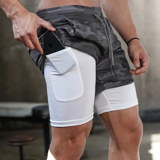 Shorts Running Camuflaje 2 en 1 — Gym & Entrenamiento