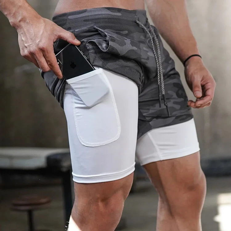 Shorts Running Camuflaje 2 en 1 — Gym & Entrenamiento