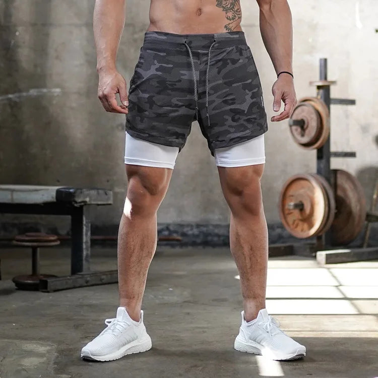 Shorts Running Camuflaje 2 en 1 — Gym & Entrenamiento