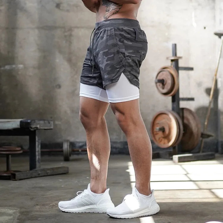 Shorts Running Camuflaje 2 en 1 — Gym & Entrenamiento