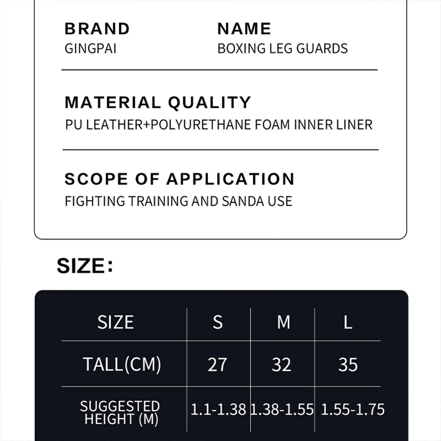 Espinilleras Boxeo PU — Muay Thai & MMA