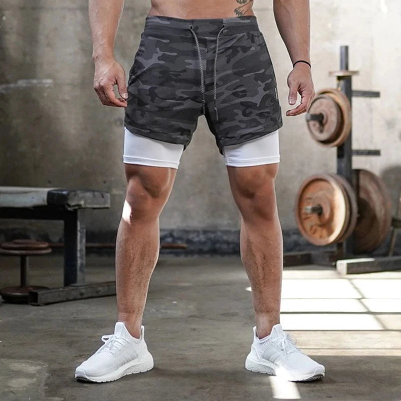Shorts Running Camuflaje 2 en 1 — Gym & Entrenamiento