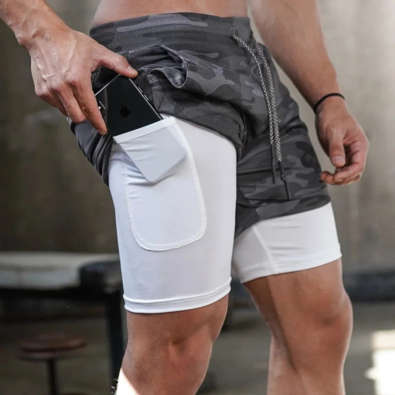 Shorts Running Camuflaje 2 en 1 — Gym & Entrenamiento