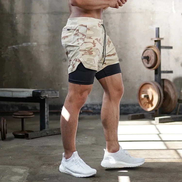 Shorts Running Camuflaje 2 en 1 — Gym & Entrenamiento